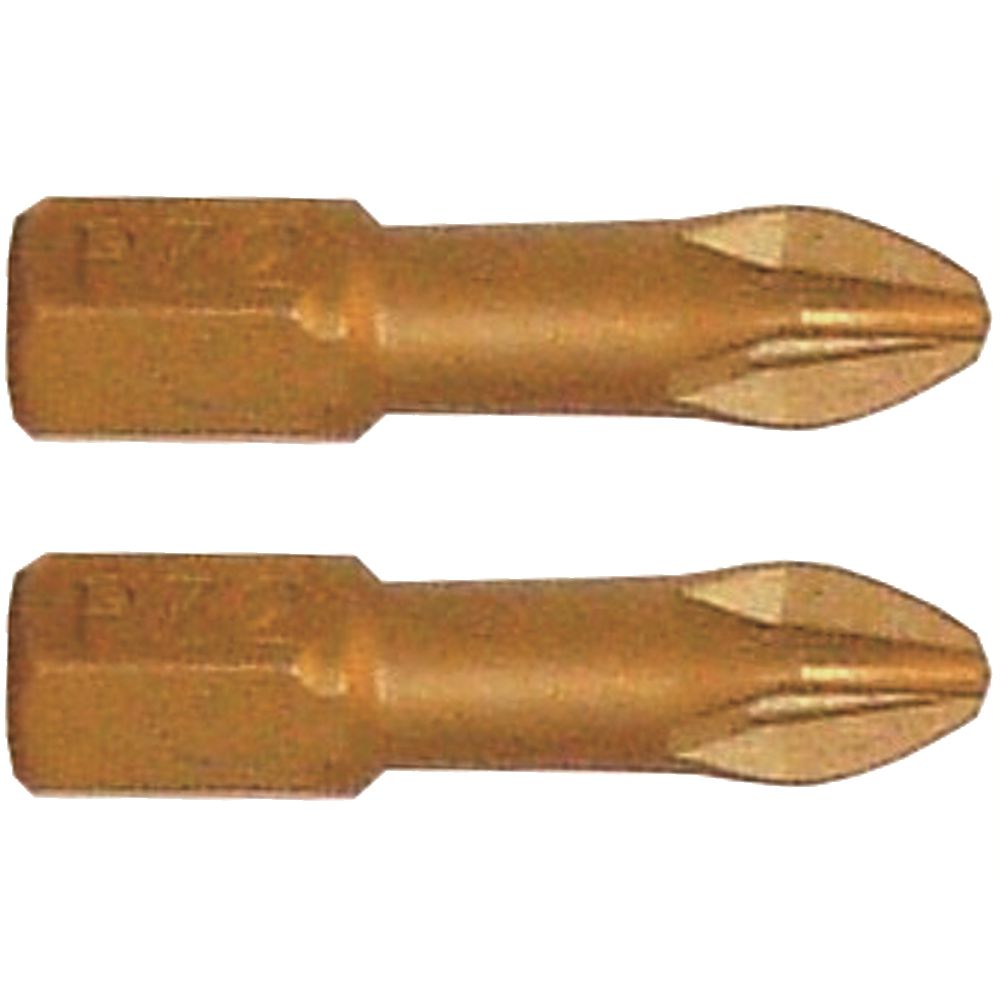 Pozi 2 X 25mm Insert Bit Torsion Tin Coated 2pce Pz2